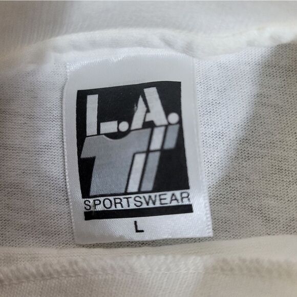 Vtg 90's L.A. Sportwear Amrica Flag Crewneck Mens T-Shirt Size L Single Stitch - Picture 4 of 11